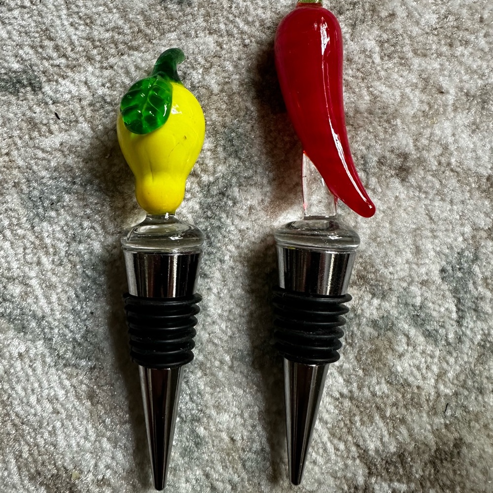 Sandra Alexandra Bottle Stoppers Set Of Lemon & Chilli Limited Edition NIB Glass